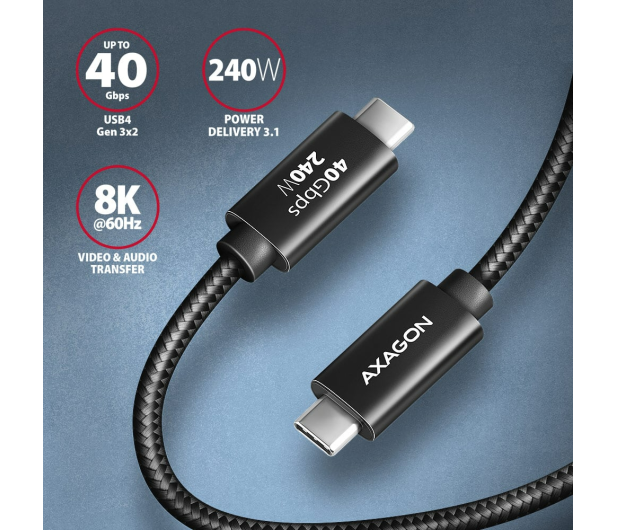 Axagon BUCM4X-CM10AB NewGEN+ kabel USB-C USB-C, 1m, USB4 Gen 3×2 - 1353482 - zdjęcie 4